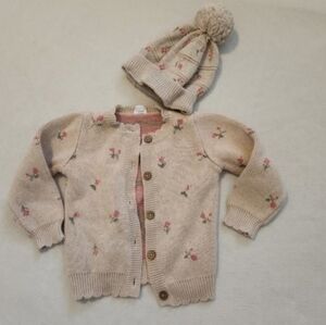 Jamie Kay Deliah Jacquard Oatmeal Marle 3 Years Or 3t Cardigan Sweater And Hat